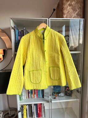 NWOT Maria de la Orden Fittonia Yellow Green Madarin Collar Cotton Jacket size L